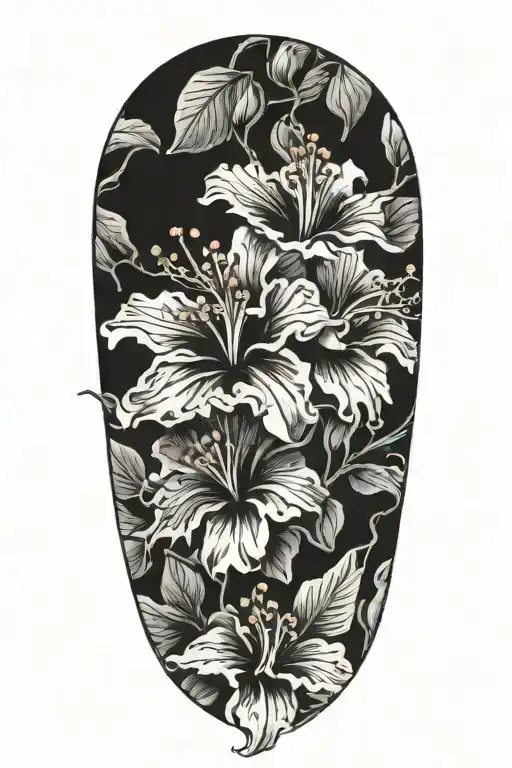 Wrist To Elbow Sleeve With Hibiscus Flowers And Lots Of Cherry Blossoms