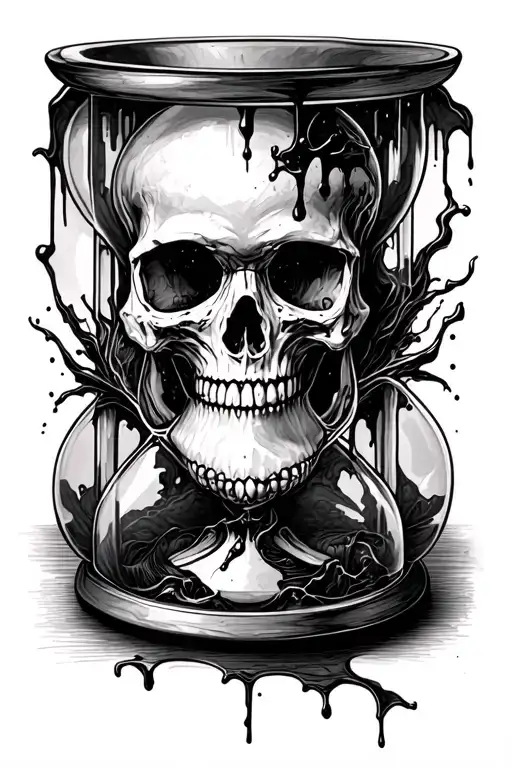 Skull Bleeding Into Hourglass