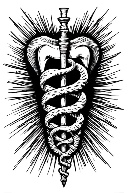 Rod Of Asclepius With Background Of A Tooth
