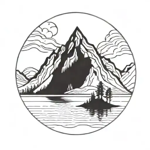 Mountians And Trees Over A Lake With The Mountains Not Visible In The Reflection