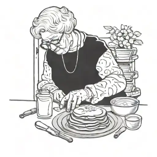 Grandma Fixing Pancakes