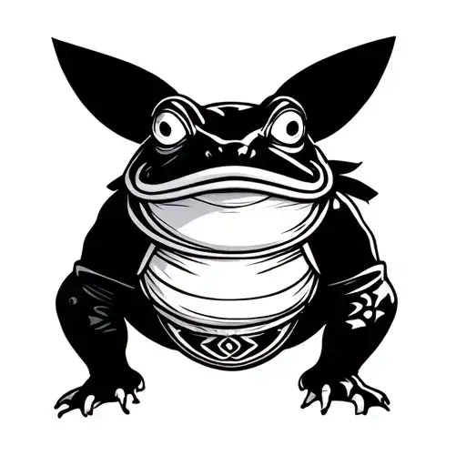 A Frog Dressed In Yokozuna Sumo Attire Doing A Sumo Pose