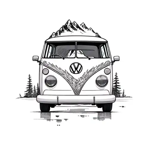Volkswagen T1 With Mountains