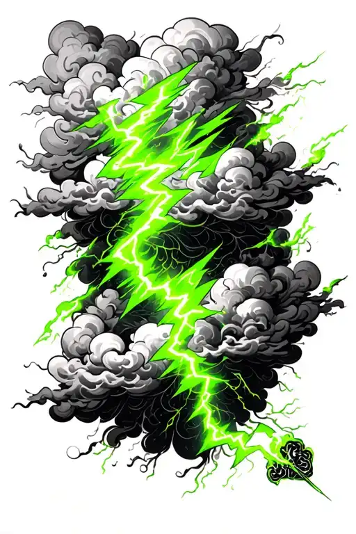 Electric Lightning Lime Green On Smokey Clouds