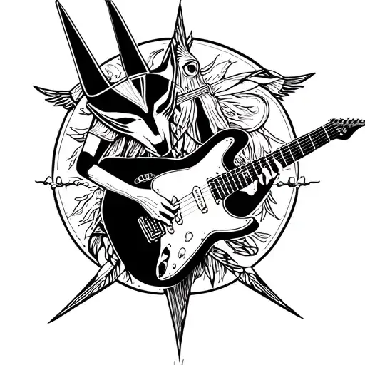 Anubis Holding Fender Jaguar Guitar