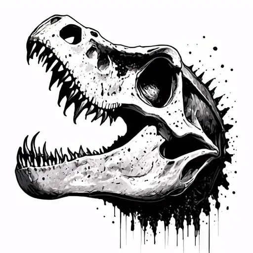 T Rex Skull Fading To Ash Black Work