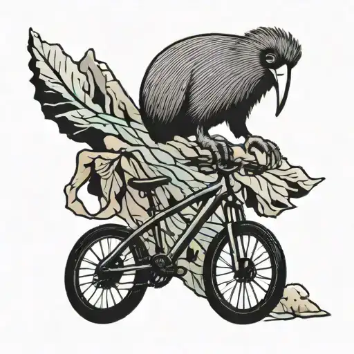 Kiwi Bird Riding A Downhill Mountain Bike