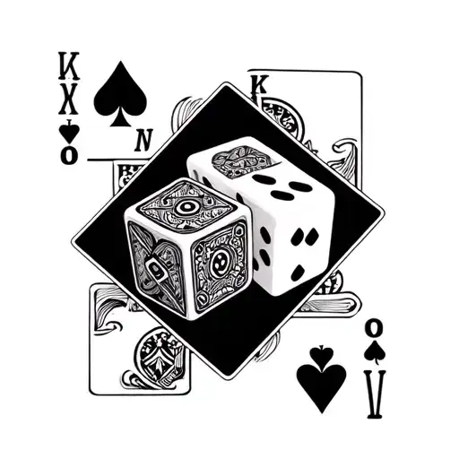 Dice And Playing Cards Surrounding