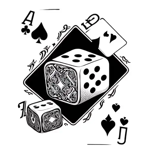Dice And Playing Cards Surrounding