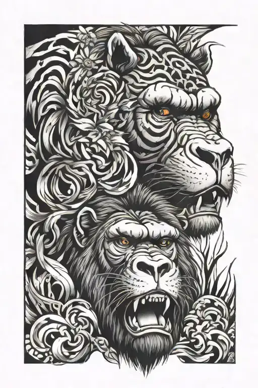 Gorilla And Tiger Creatively Fused
