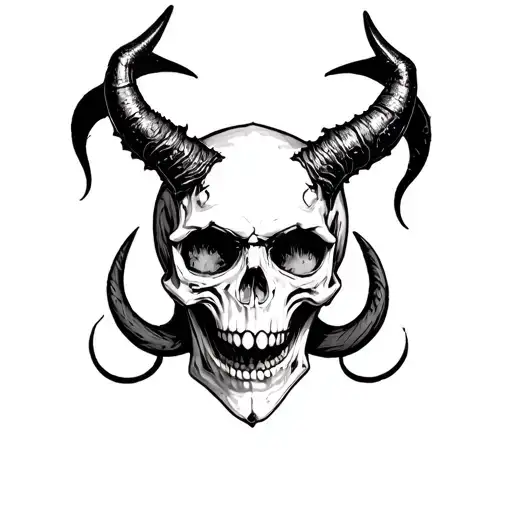 Skull With Demon Horns