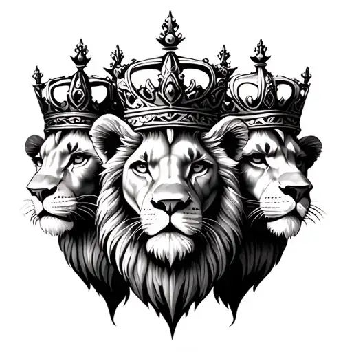 Three Little Lions With Crowns Of Kings