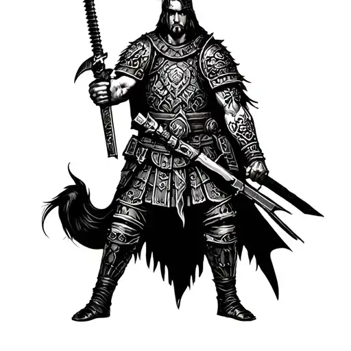 Warrior Soldier With Daugther