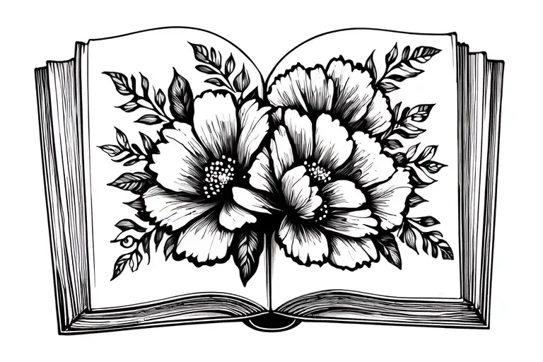 Open Book With Flowers