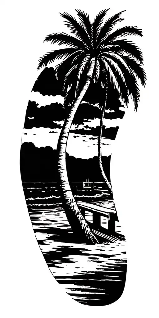 Beach Palm Tree Pier