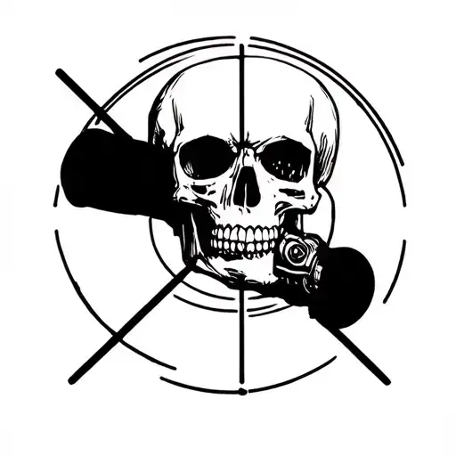 Cross Hair Aiming Like A Gun At Skull