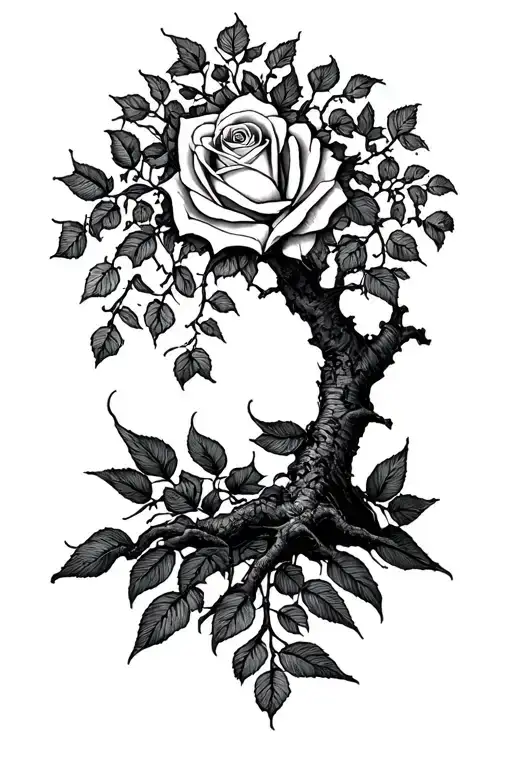 Rose And Willow Tree