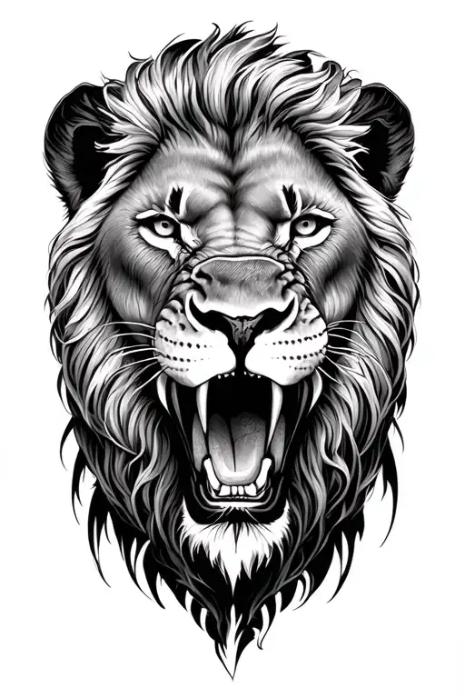 Roaring Lion Face With Young Lion Incorporated