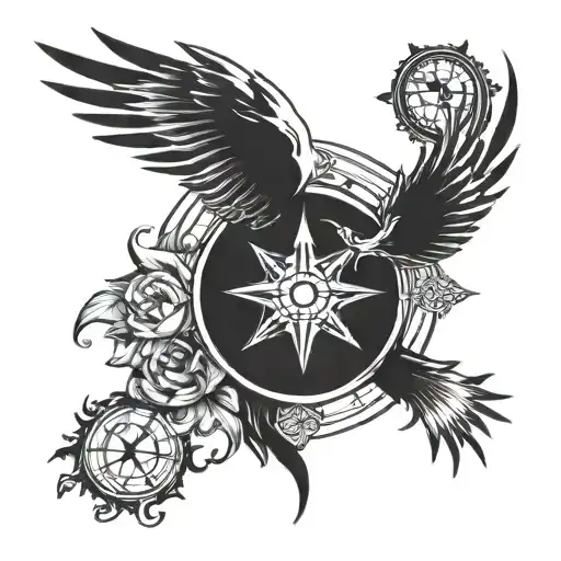 Compass With Pheonix With Band