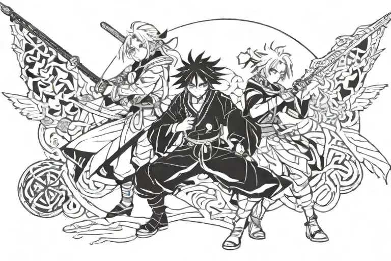 Sanemi's Design From Demon Slayer With Muichiro And Zenitsu