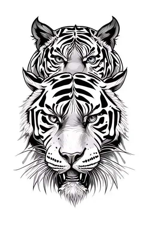 3 Tigers Face Tattoo Design