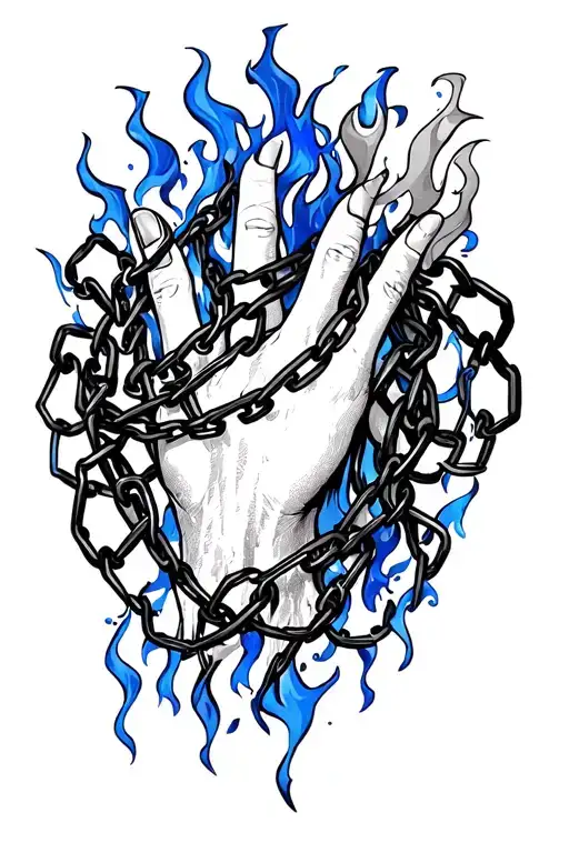 It Must Be Wrapped In Black Chains And Blue Flames And Must Be In Color