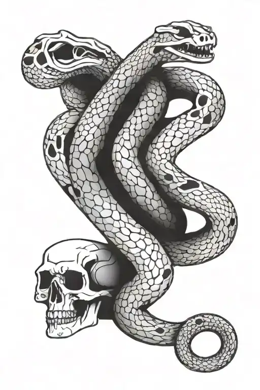 Snake Wrapped Around Arm Sleeve Featuring Skulls Of Animals