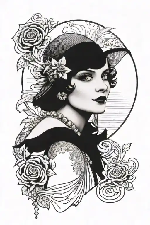 Flapper Girl 1920S Portrait Made Entirely