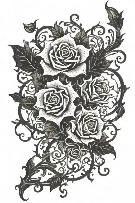 Intricate Gothic Lace And Thorny Vines Black Out Tattoo Design Half Sleeve On Wrist