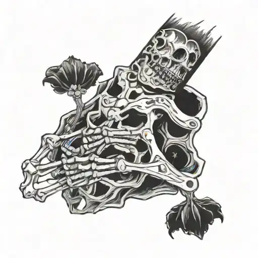 Joler Smile Tatto With Back Of A Skeleton Hand Holding