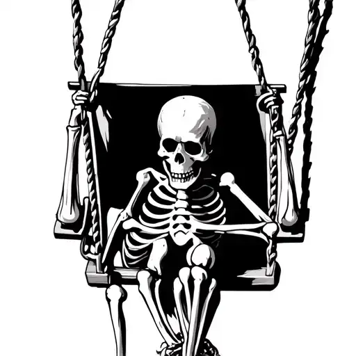 Skeleton On A Swing Hanging