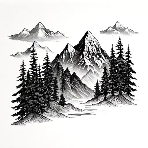 Mountains On Shoulder Forest On Fore Arm