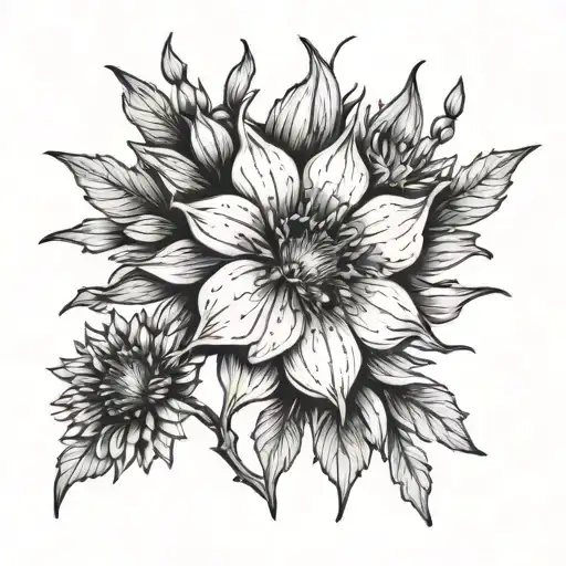 Cosmo Flower And Aster Flower Growing Together