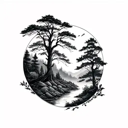 Dense Forest Landscape Scene