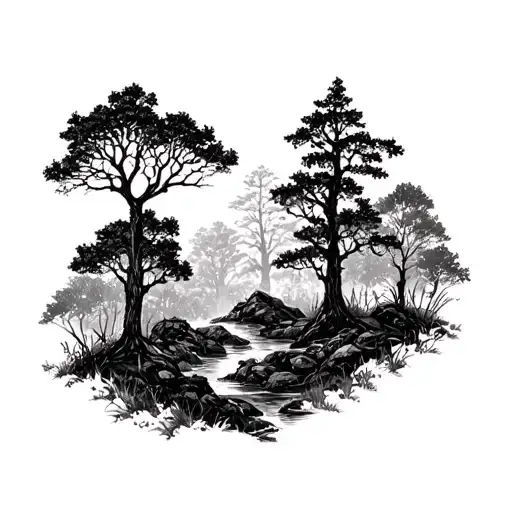 Dense Forest Landscape Scene