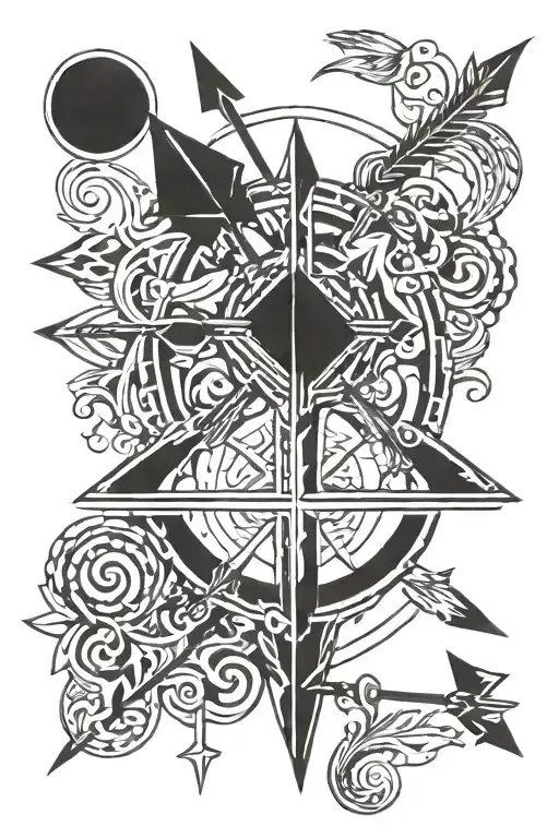 Black Shapes With A Cross And An Arrow