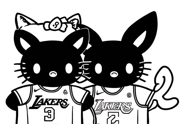 Cholo Hello Kitty Wearing Lakers Jersey And Kuromi Wearing Suns Jersey