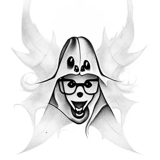 A Little Ghost Wearing Glasses And Showing His Tongue