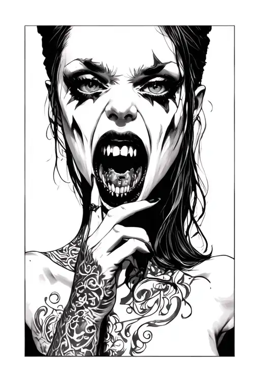 Sexy Underground Vampire Girl Showing Teeth