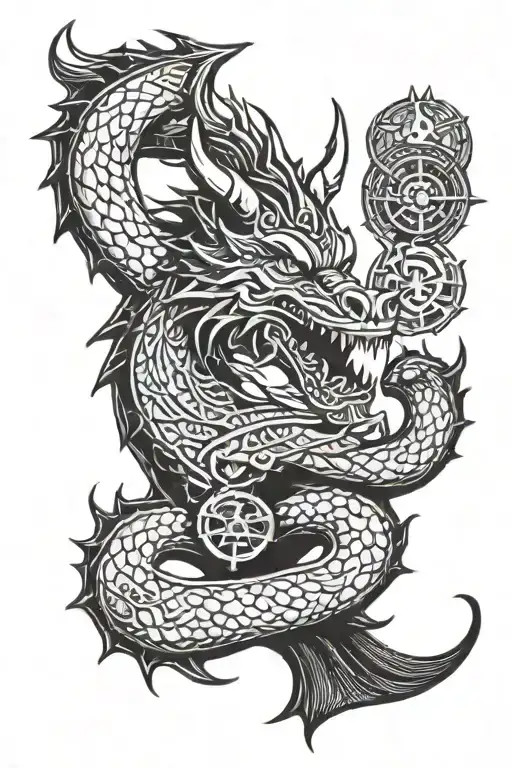 Viking Dragon With Viking Compas