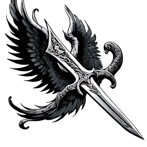 Sword With Wings Spread Wide