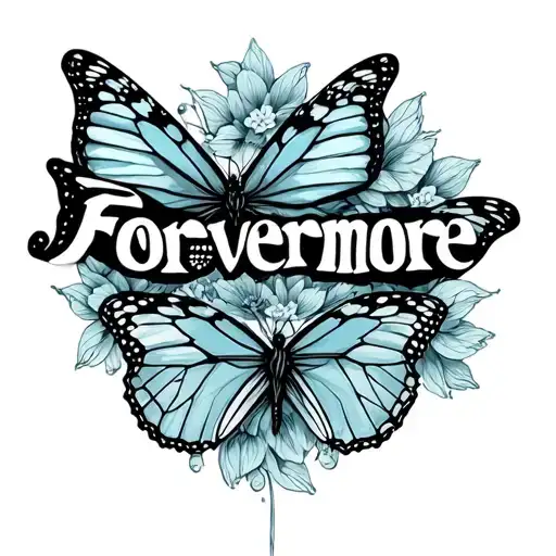 The Word Forevermore Surrounded By Butterflies