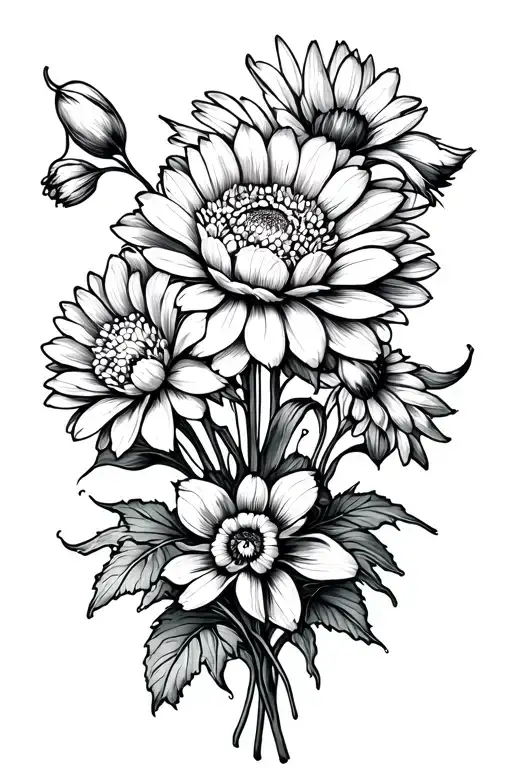 Chrysanthemum And Narcissus Flower Bouquet