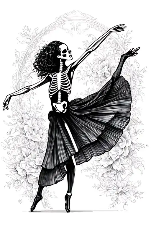 Skeleton Ballet Dancer Gracefully Balancing