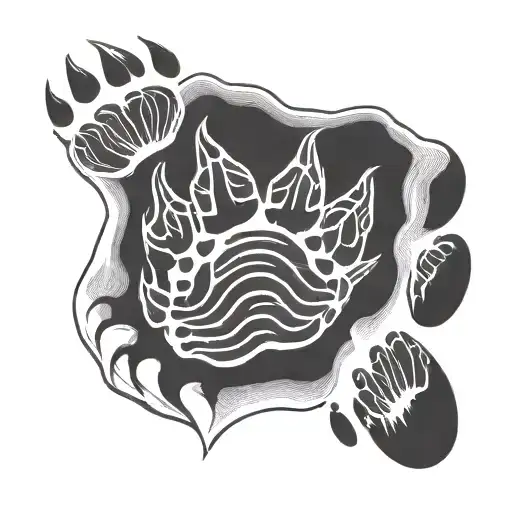 Bear Paw With Baby Handprint In The Middle