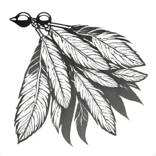 Indigenous Cedar And Feathers Dangling