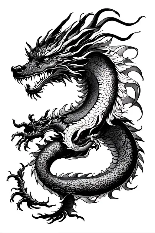 Oriental Dragon Tattoo On Back