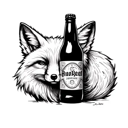 Fox With A Bottle Of Beer