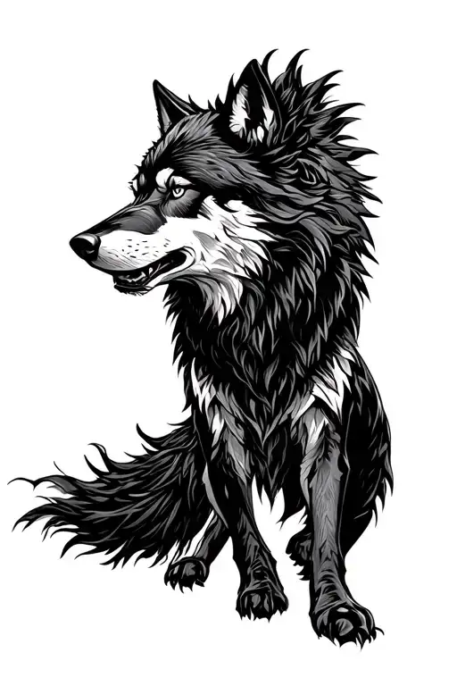Fenrir Black Wolf Walking