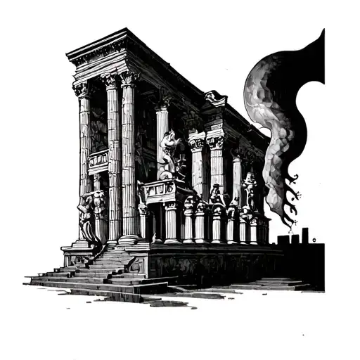 Dark Art Style Illustration For A Tattoo Motive Human Architecture